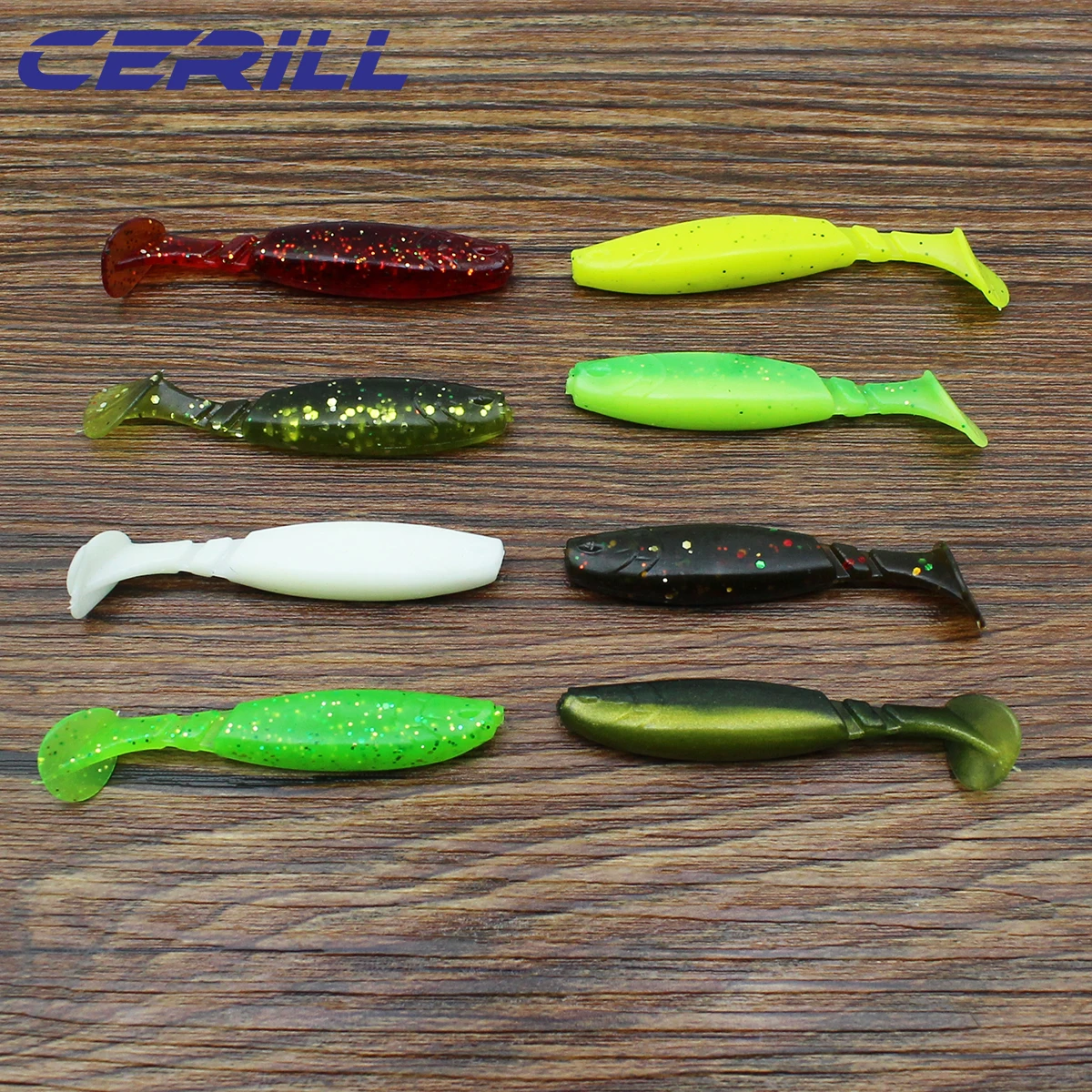 Cerill 30 PCS 65 mm 2g Jigging Wobblers Swimbait T Tail Soft Fishing Lure Shiner Worm Bait Shad Carp Bass Pike Artificial Tackle