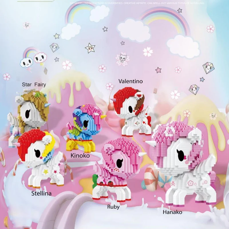 Fabulous Pegasus Micro Diamond Block Nanobricks Unicorn Toys Rainbow Horse Building Bricks For Girls Gifts Tokidokis