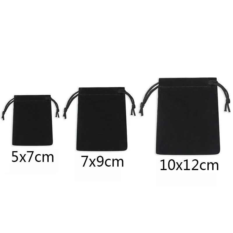50Pcs / Lot Velvet 3 Sizes Jewelery Gift Bags Brace Strap Pouches Black Red Blue Pink10*12cm 7*9cm 5*7cm B-057-2
