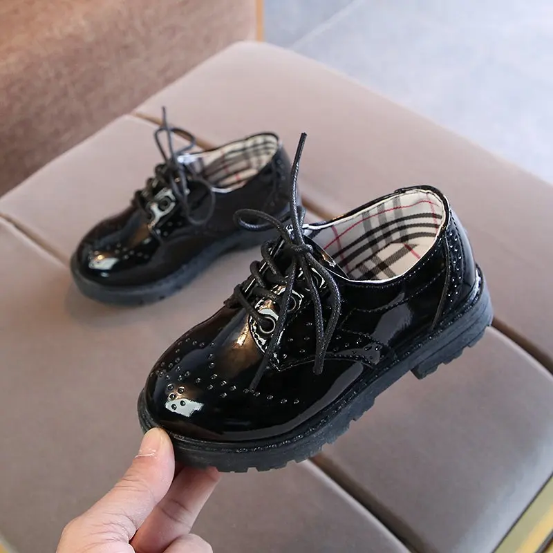 New Toddler Boys Leather Shoes Fashion Causal Little Kids School Shoes Formal Wedding Shoes For Girls Flat Shoes Loafers