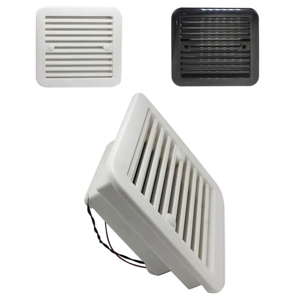 White Black Side Mount Wall Air Vent Grille RV Travel Trailer Caravan Exhaust Fan 12V