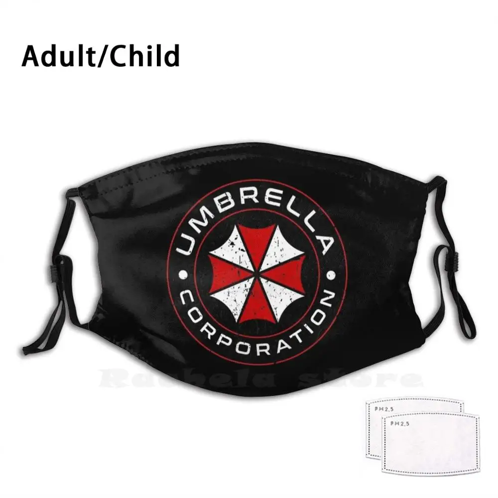 Z motywem Umbrella Corporation dorosłe dzieci filtr przeciwkurzowe Pm2.5 Diy maska Jill Valentine chodzący martwy Claire Redfield śmierć martwa