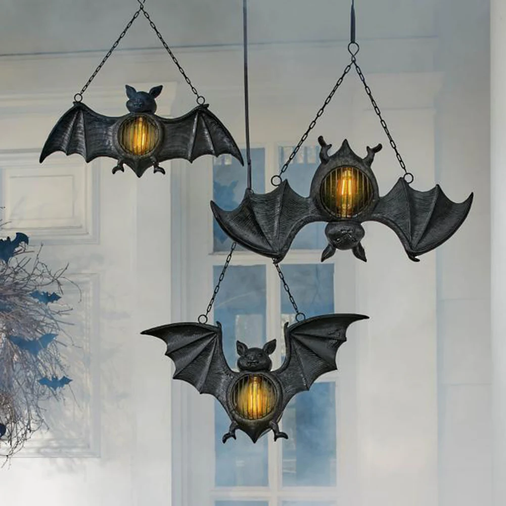 Halloween Decorative Light Resin Bat Hanging Light Decor Horror Theme Party Supplies Halloween Props 3D Bat Halloween Decoration