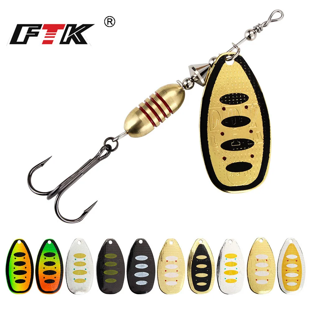 FTK Spinner Bait Fishing Lures Spoon Lure 18g With Feather Treble Hooks 2# Arttificial Bait Metal Wobblers Pike Tackle