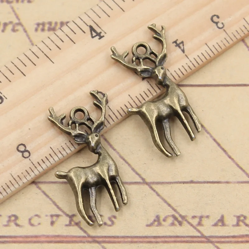 10pcs Charms Christmas Deer Sika 27x18mm Tibetan Bronze Silver Color Pendants Antique Jewelry Making DIY Handmade Craft