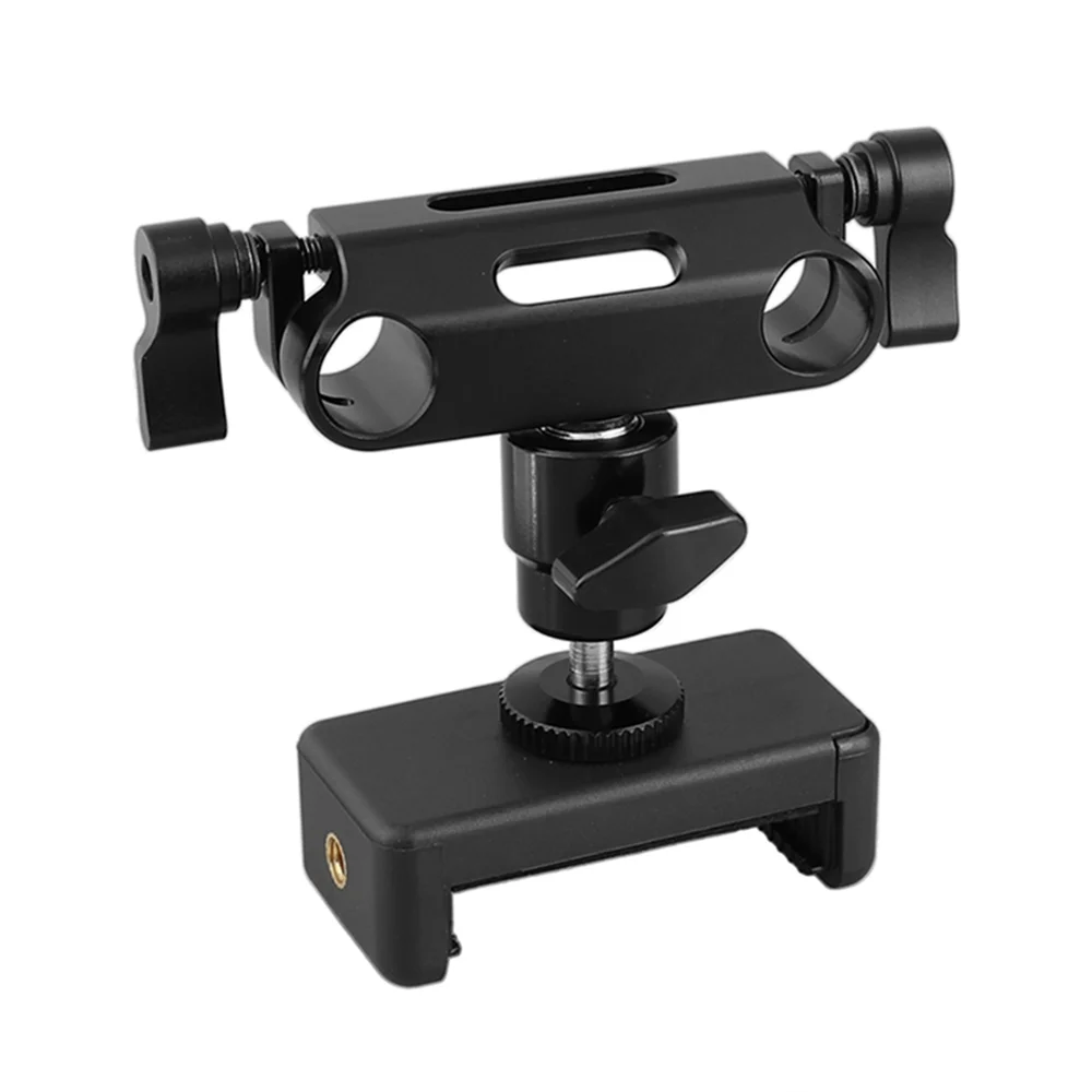CAMVATE зажим для мобильного телефона с поворотом на 360 ° 1/4 "-20 Мини-крепление с шаровой головкой и 15 мм двойной стержень зажим адаптер для поддержки мобильного телефона