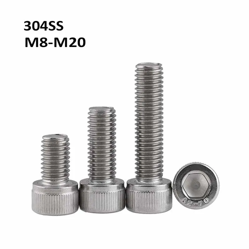 M8 M10 M12 M14 M16 M20 304 Stainless Steel Hexagon Socket Bolts A2 Cup Head Screws Length 10mm-150mm