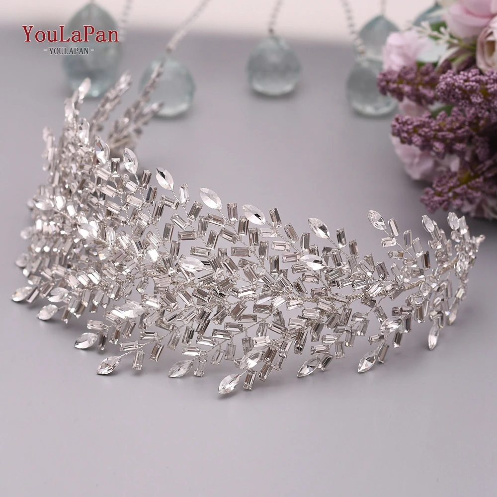 

YouLaPan Bridal Hair Pieces Bridemaids Head Pieces Crystal Headbands for Women Jeweled Hair Accessories Rhinestone Tiara HP312