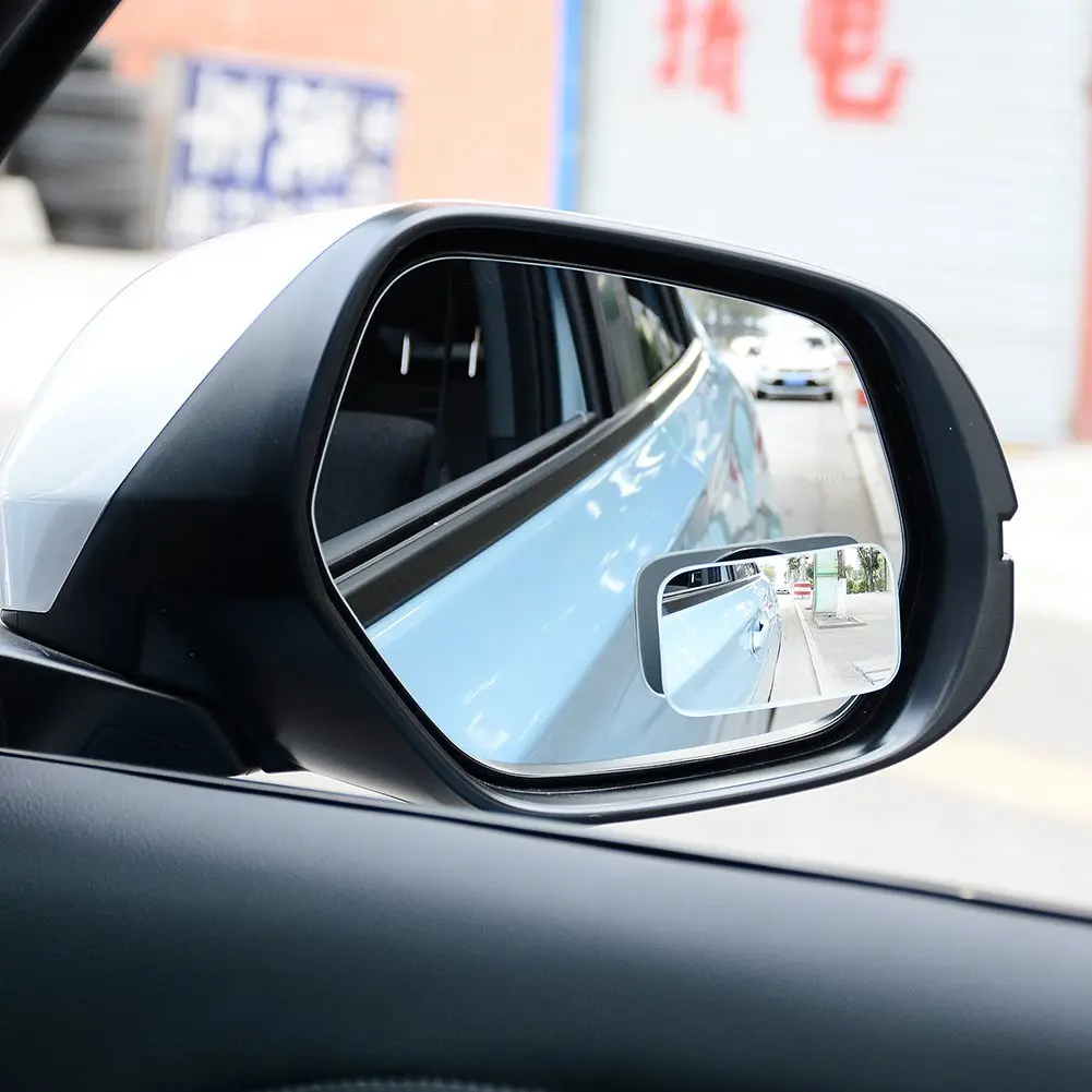 AuMoHall 1Pair Wide Angle Convex Mirror Car Rear Side View Blind Spot Mirrors Rearview Rectangle Round Mirror