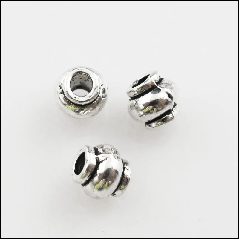 100 New Charms Tibetan Silver Tone Pumpkin Tube Spacer Beads 4mm