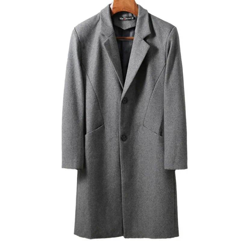 Winter Wool Jacket Men's High-quality Wool Coat casual Slim collar wool coat Men's long cotton collar trench Woolen coat