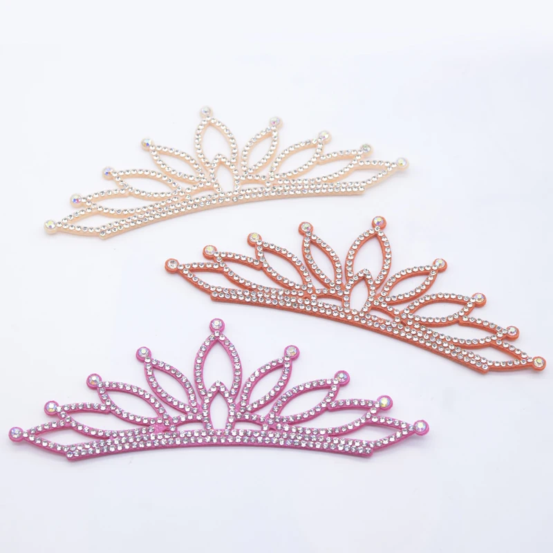 6Pcs 138*50mm Padded Crown Rhinestone Patches for DIY Clothes Hat Shoes Crafts Decor Applique Headwear Bow Jewelry Accessories