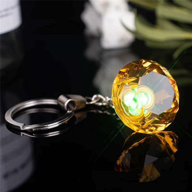 50Pcs Led Crystal Keychain Light Glowing Luminous Diamonds Glass Key Rings Pendant Hanging Jewelry Favorite Gift