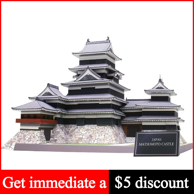 Japão matsumoto castelo dobrável modelo de papel 3d casa papercraft diy arte origami construção adolescentes adulto artesanal artesanato brinquedos QD-199