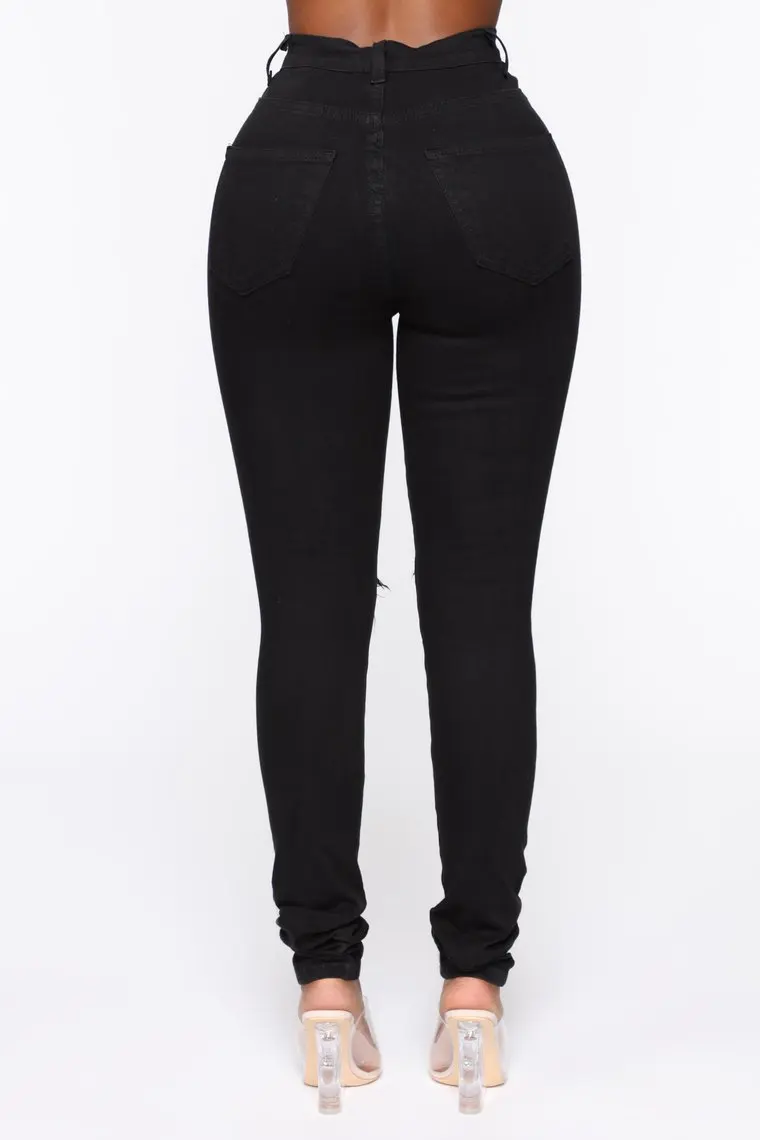 Jeans rasgado preto para mulheres, calças lápis, Skinny, Stretch, Denim, calças casuais, moda de rua, venda quente, XS-XL, qualidade superior