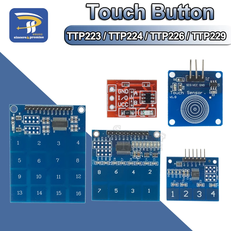 TTP223/TTP224/TTP226/TTP229 сенсорный датчик Jog цифровой 1/4/8/16 канальный сенсорный ключ емкостный модуль TTP223B