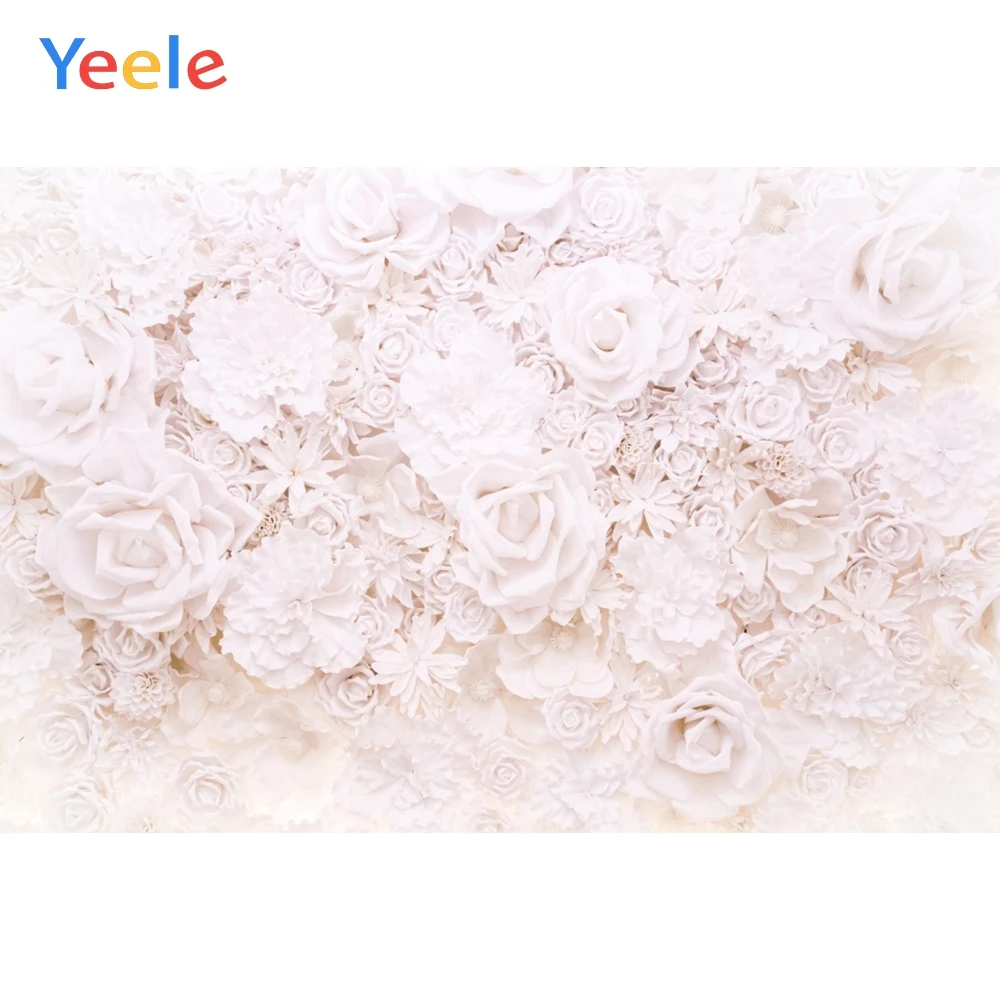 Yeele White Rose Flowers Wedding Ceremony Party Photophone Love Portrait Photography Background Baby Photo Backdrop Photo Studio