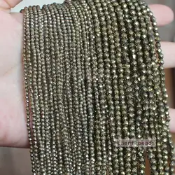 Natural Faceted Pyrite Round 2mm/3mm/4mm Loose Beads ,For DIY Jewelry Making !