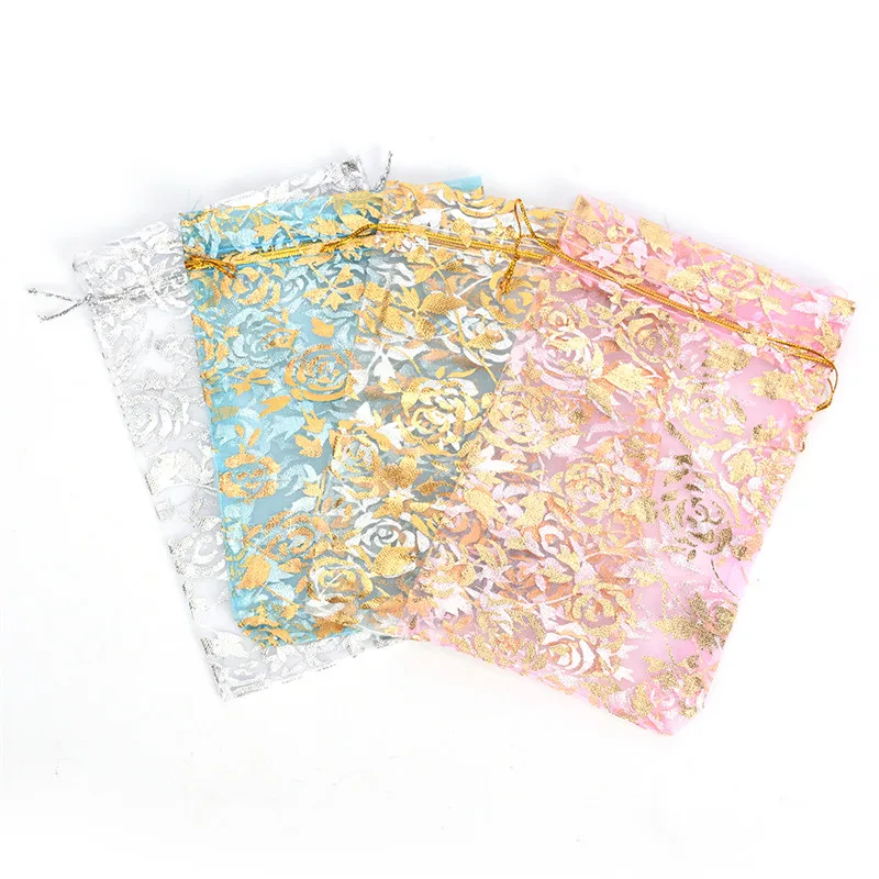 10pc/set Drawable Organza Drawstring Bags 3Sizes 7*9/9*12/11*16CM Small Organza Bags