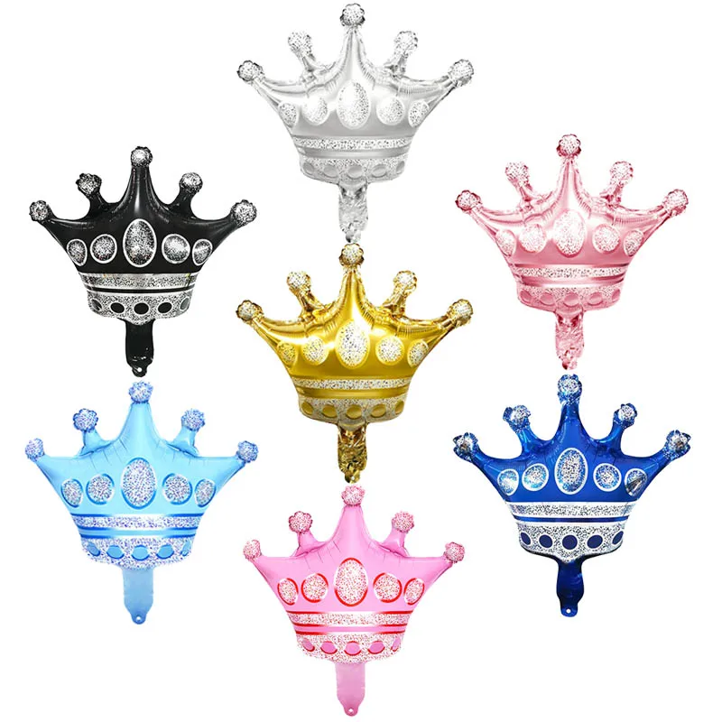 10pcs Mini Crown Foil Balloons Princess Prince Blue Pink Black Gold Air Ballon Wedding Birthday Party Decorations Kids Shower