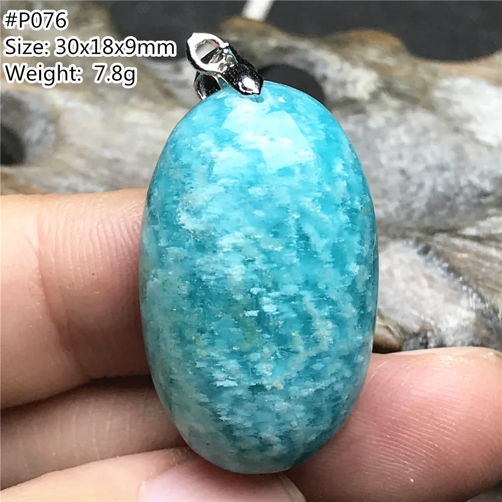 Top Natural Amazonite Beads Pendant Jewelry For Woman Man Lucky Wealth Crystal Silver 30x18x9mm Beads Mozambique Gemstone AAAAA