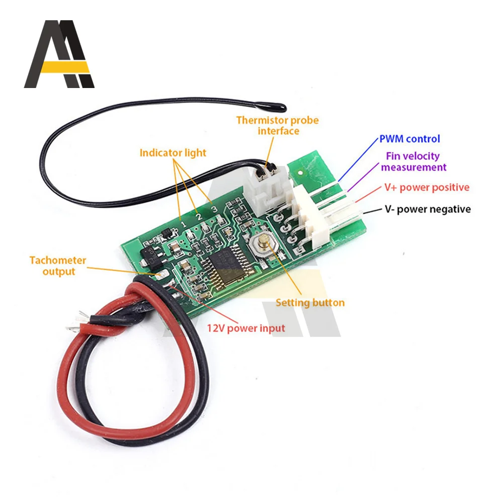 Módulo de controle de temperatura para PC, controlador de velocidade, despertador, PWM, 2, 3, 4, fios, DC 5V, 12V