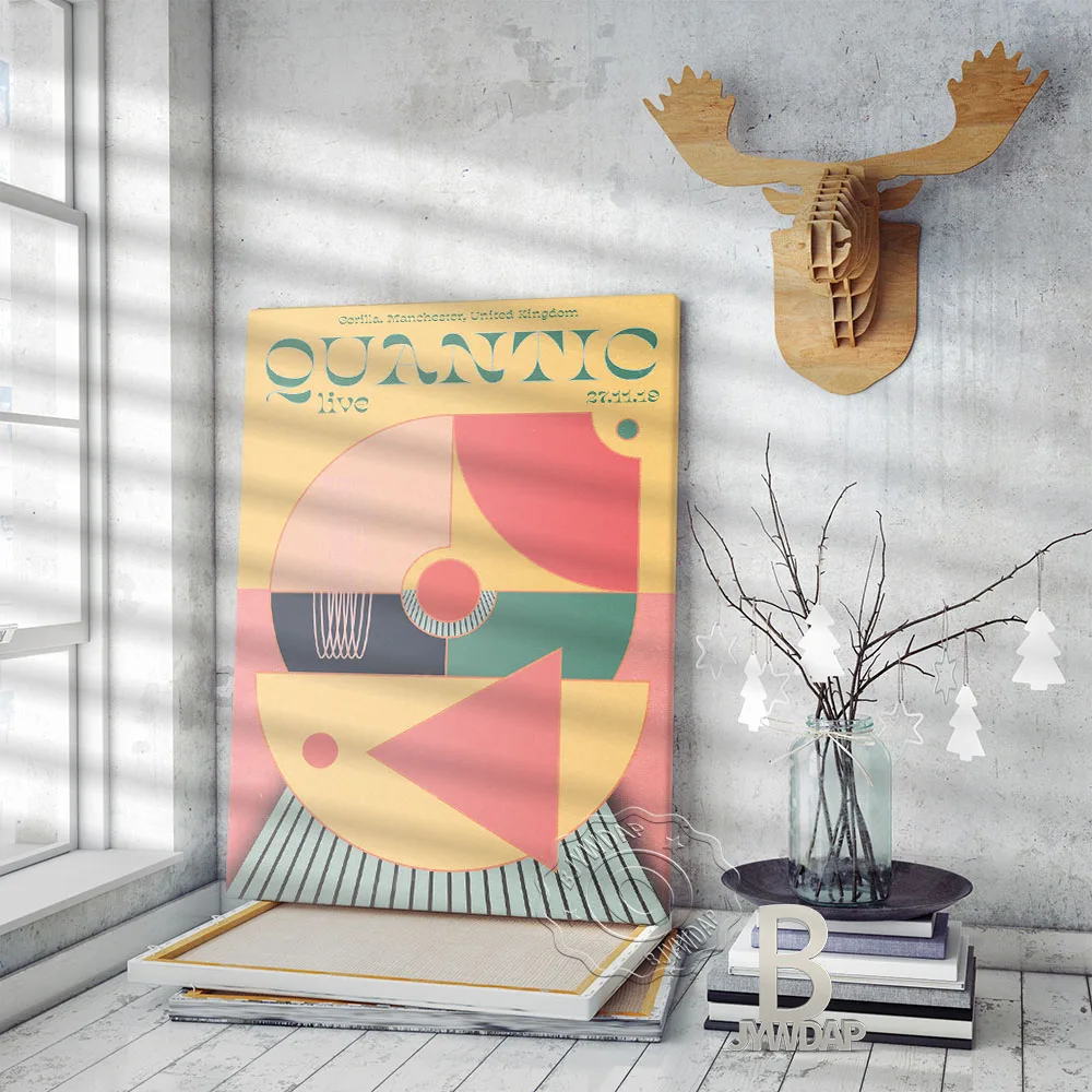 Quantic Abstract Geometric Figure Art Poster, Quantic Live Wall Stickers, Color Geometry Pattern Fans Collection Gift Home Decor