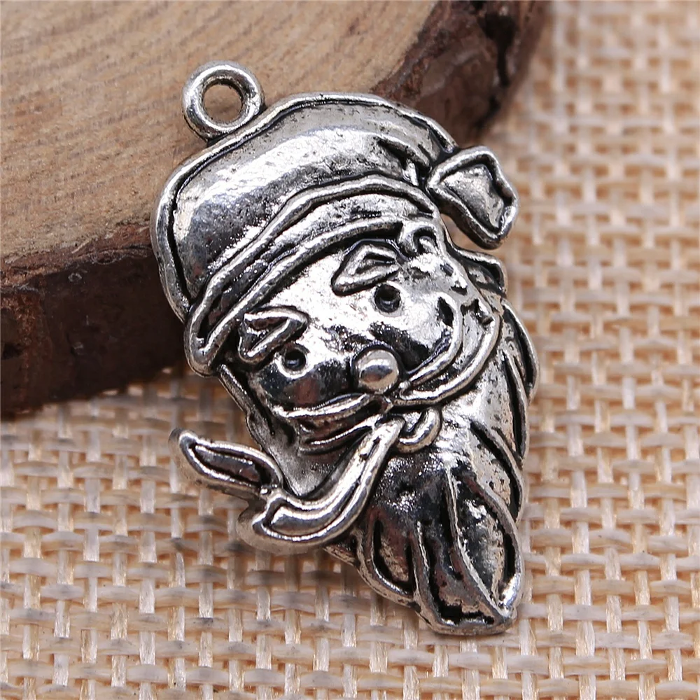 free shipping 19pcs 29x18mm antique silver Santa Claus charms diy retro jewelry fit Earring keychain hair card pendant