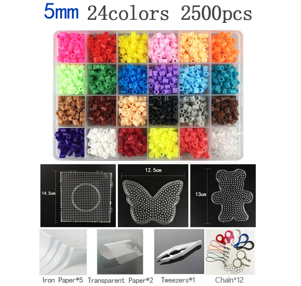 

Perler Beads Kit 5mm/2.6mm Hama beads Whole Set with Pegboard and Iron 3D Puzzle DIY Toy Kids Creative Handmade Craft Toy Gift