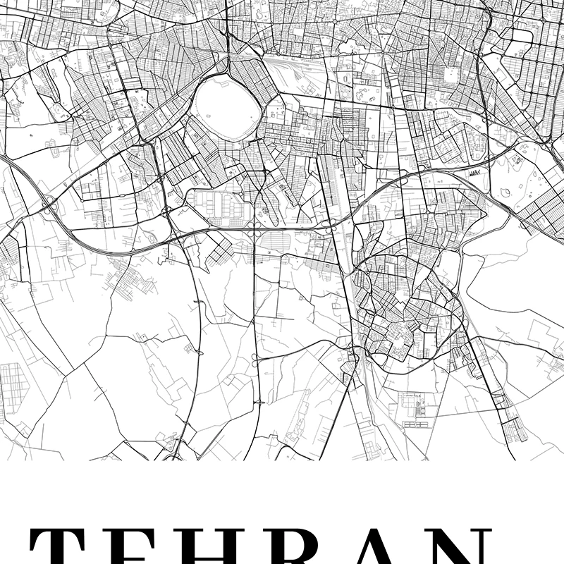 Tehran Area Iran Map Prints City Street Poster Islamic Republic of Iran Persia Persian Map Canvas Painting Living Room Decor