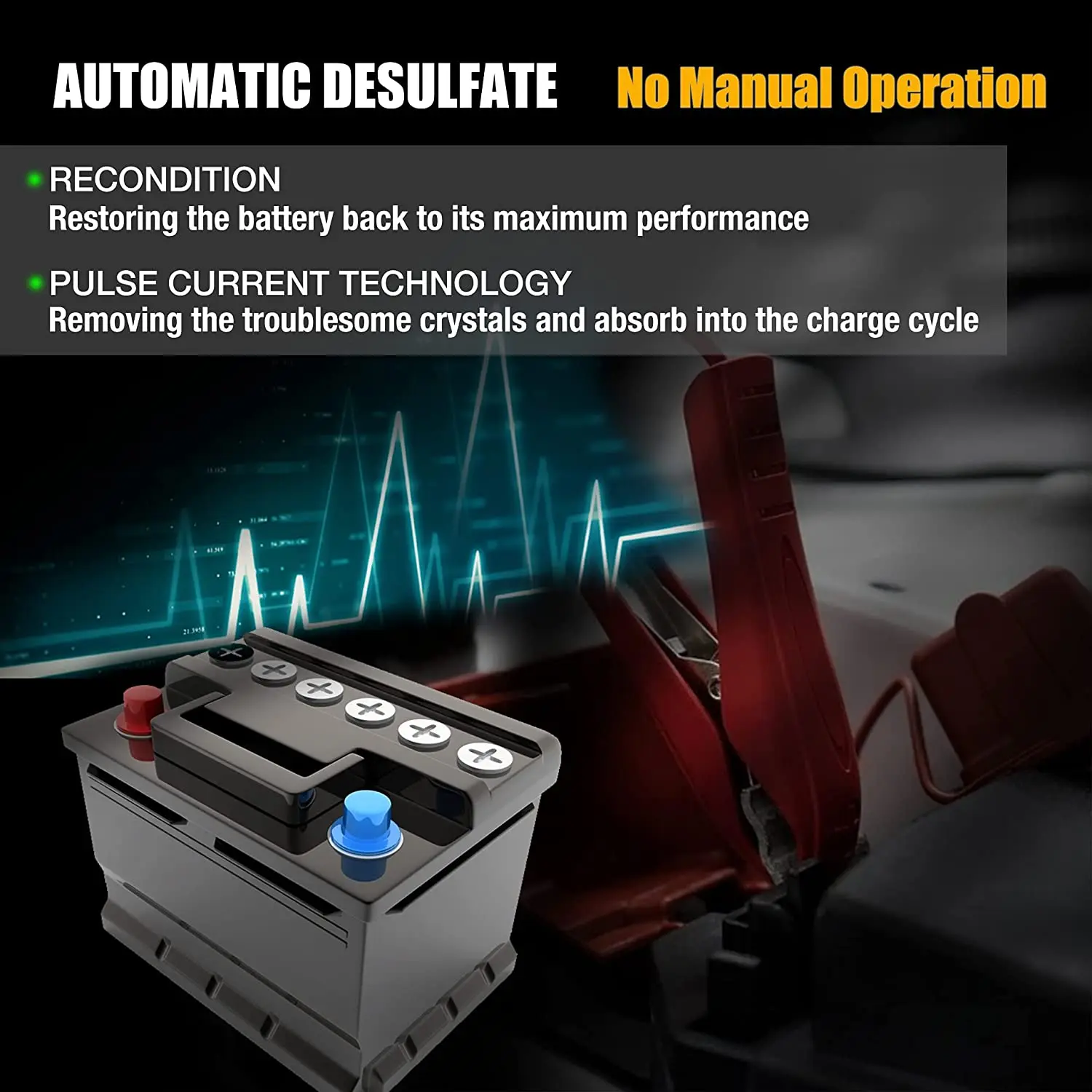 MOTOPOWER MP00205B-R 12V 1000mA Automatic Battery Charger, Battery Maintainer, Trickle Charger, and Battery Desulfator with Time