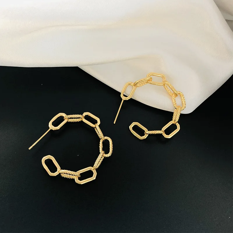 Link chain hoop earrings for women gold C hoop earrings punk jewelry simple streetwear 90s women accessories 2021