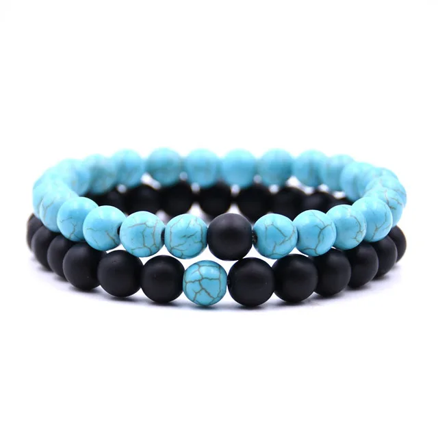 2Pcs/Set Couples Distance Bracelet Men Tiger eyes Classic Natural Stone Beaded Buddha Bracelets