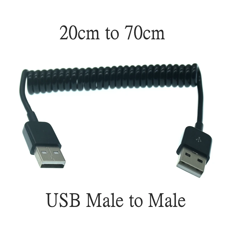 1M/3M USB 2.0 Type A Male to Female Extension Cable Curl Spring Unique Computer Short Cable Black replacement Accessories