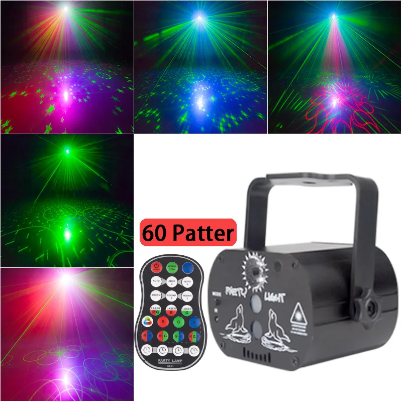 

60 patterns laser projector disco light RGB beams strobe light dj stage lighting effect laser light holiday birthday party lamp