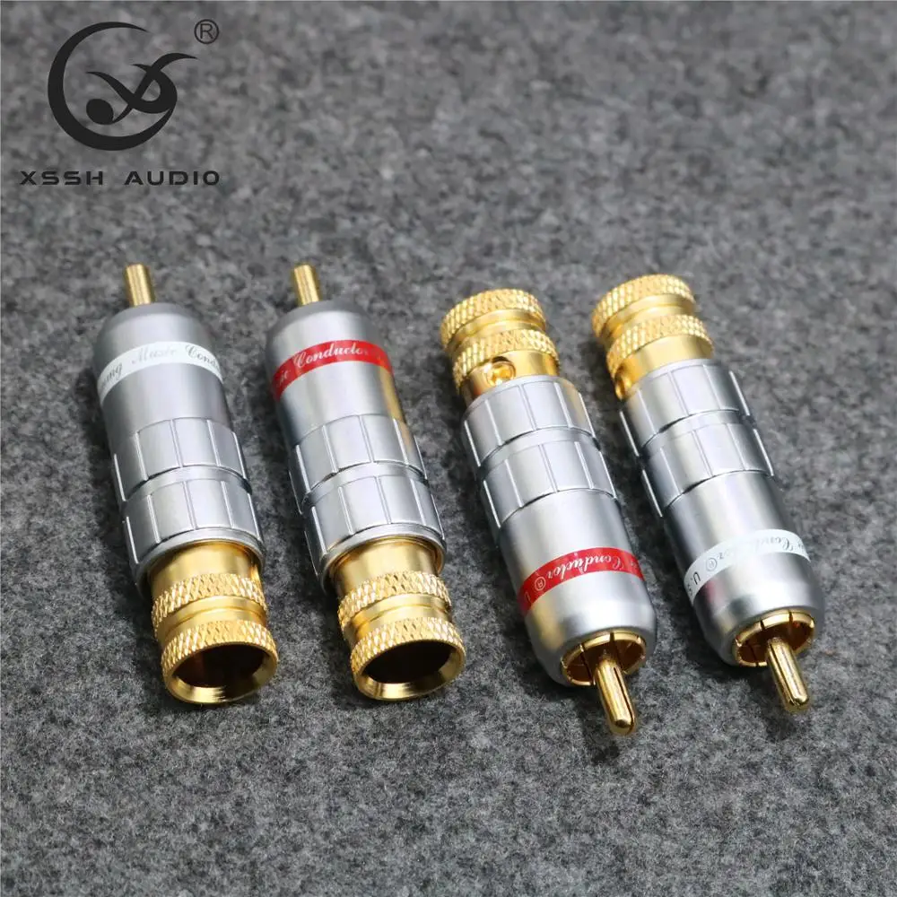 RCA XSSH 오디오 YIVO-하이 엔드 HIFI DIY 금도금 남성 오디오 RCA 플러그, 8mm 최대 오디오 케이블 코드용 커넥터 잭, 8 개