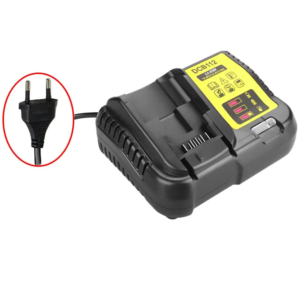 DCB112 3A Li-Ion Battery Charger For Dewalt 10.8V 12V 14.4V 18V Dcb101 Dcb200 Dcb140 Dcb105 Dcb200 EU Black