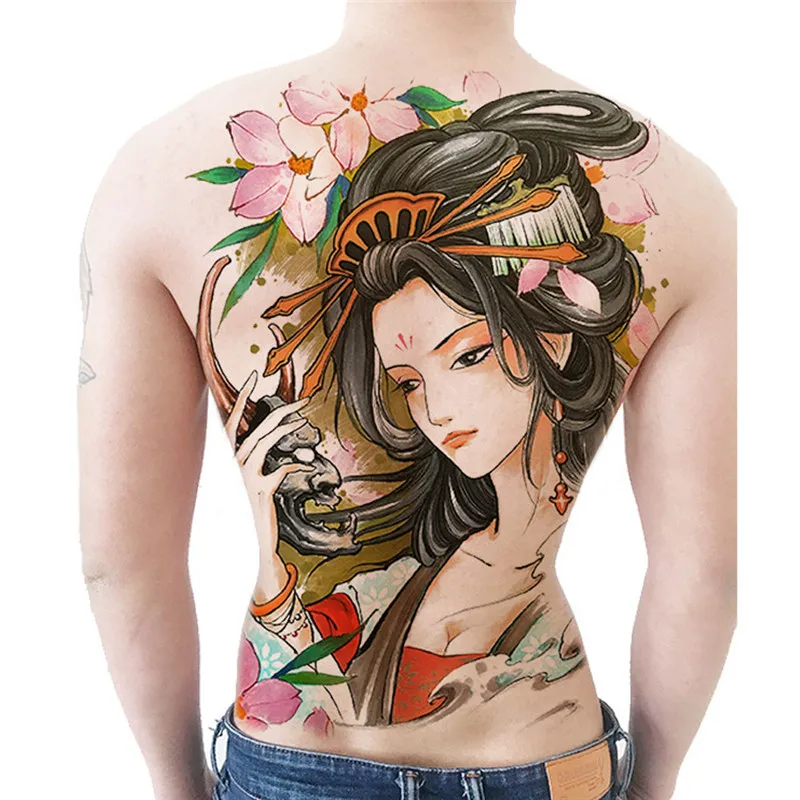 Wasserdichte, große, vollflächige Brust-Tattoos, große Tattoo-Aufkleber, Fisch, Wolf, Tiger, Drache, temporäre Flash-Tattoos, cool für Männer und Frauen – Detail 9
