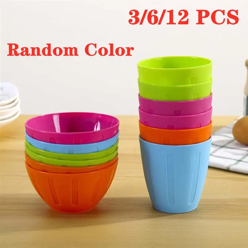 3/6/12 Pcs Reusable Salad Bowls Plastic Bowls Colorful Facial Mask Seasoning Bowls Home Household Bowls (Random Color)