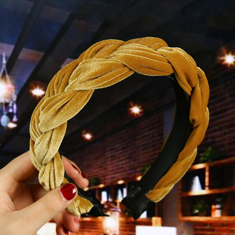 Charming Hair Accessories Wide Weaving Velvet Padded Hairbands Braided Headband For Women Hair Hoop Fashion Girls Headdress