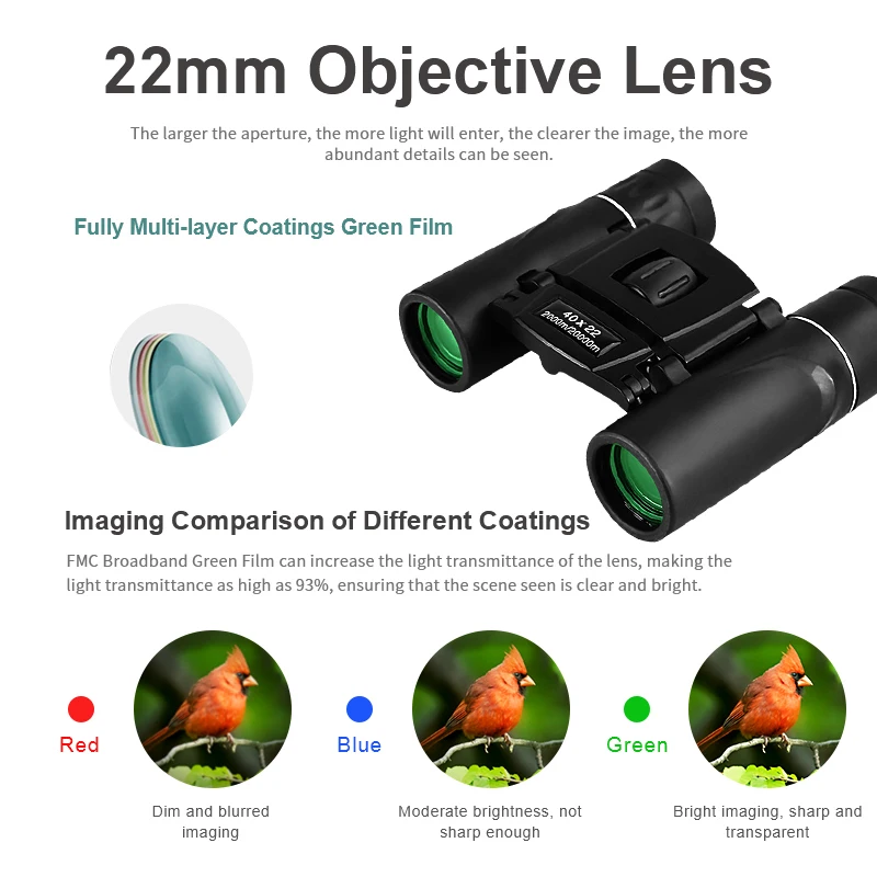 Mini telescopio plegable de largo alcance de 2000M, óptica BAK4 FMC para Deportes de caza, viajes de acampada al aire libre, binoculares potentes HD 40x22