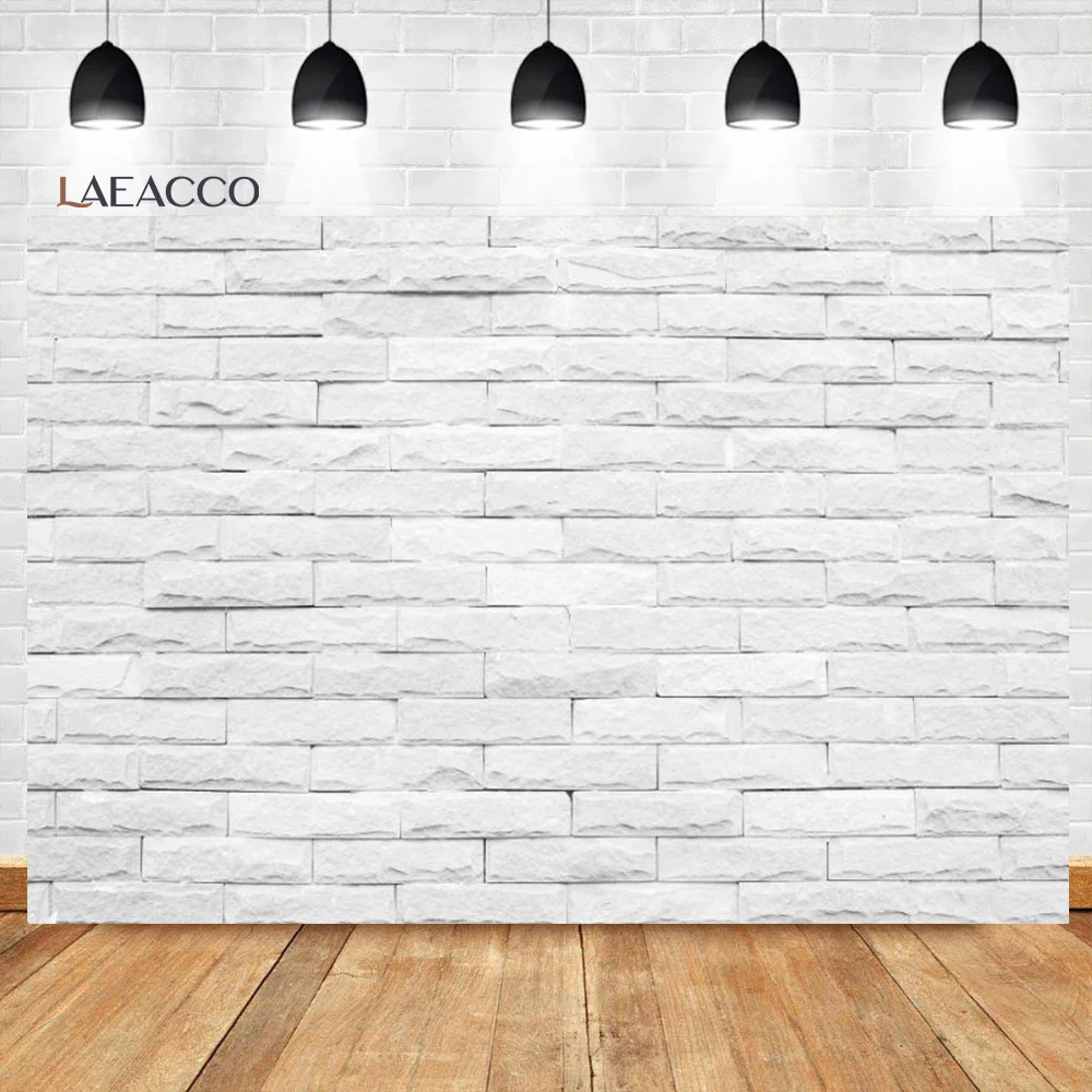 Laeacco White Brick Wall Cement Wall Baby Shower Kids Portrait Photography Backdrops Photo Backgrounds Birthday Photozone Studio