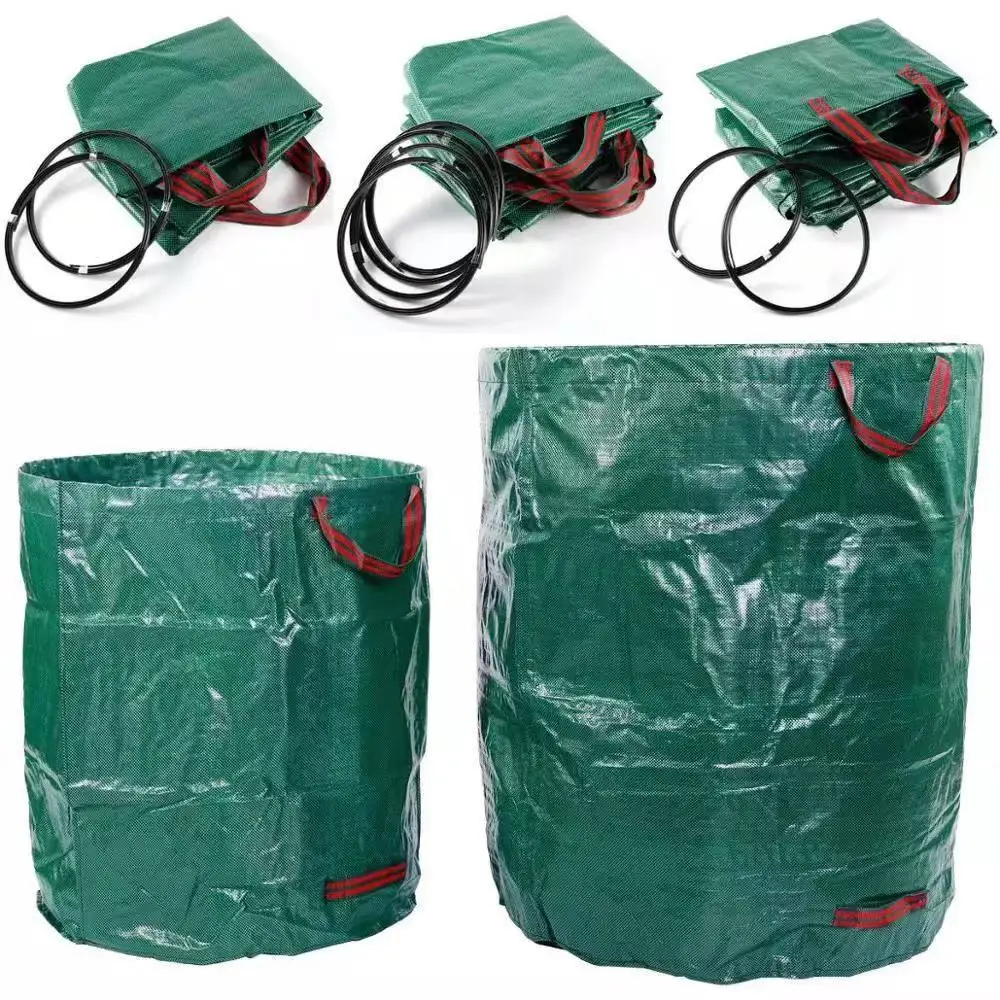 

300L/120L/60L Green Large Capacity Heavy Duty Garden Waste Bag Durable Reusable Waterproof PP Yard Leaf Grass Container Storage