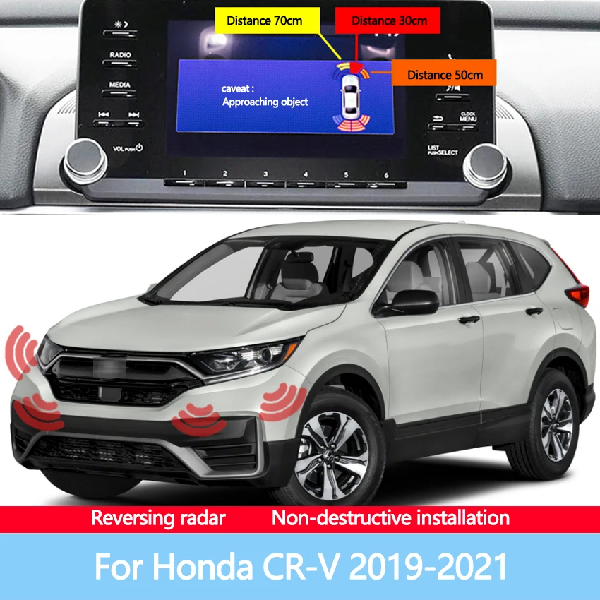 

Display Reversing Image Front And Rear Radar Parking Detector Kit Sound Warning Indicator For Honda CR-V 2019-2021