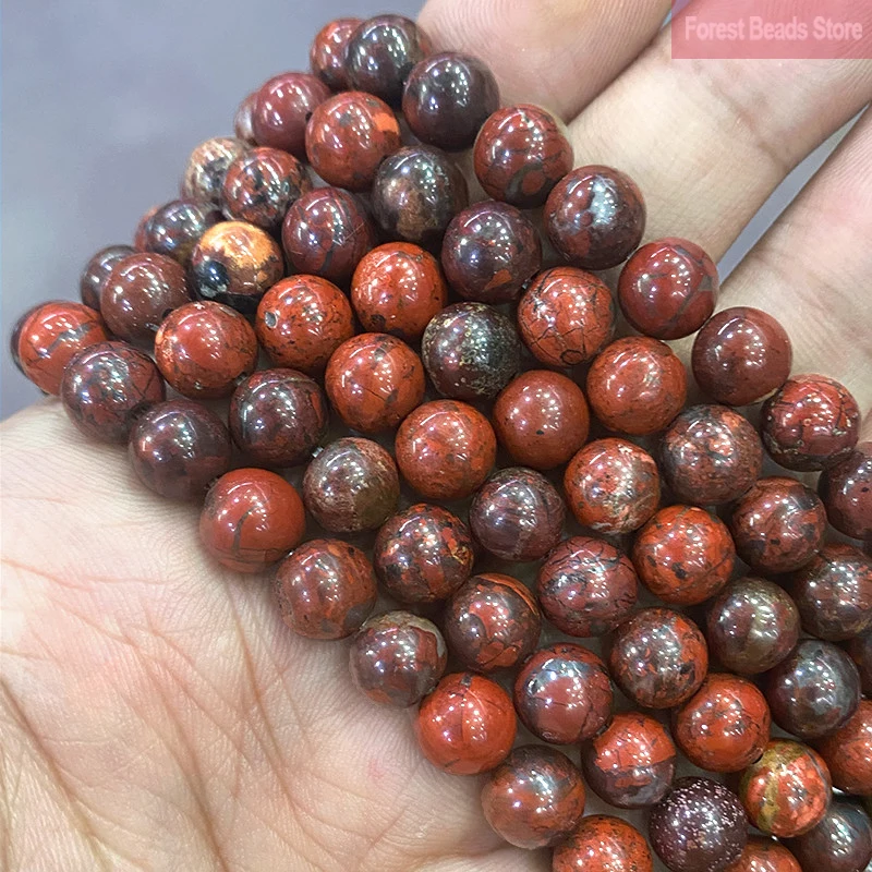 Red Brecciated Natural Jasper Smooth Round Spacer Beads For Jewelry DIY Making Bracelet Earrings Accessories 15