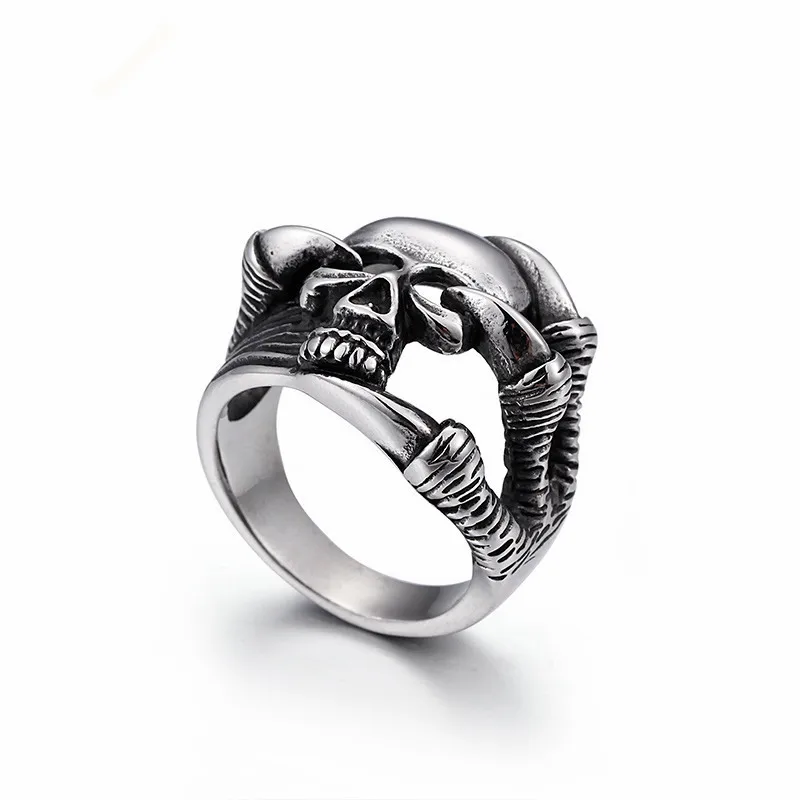 KALEN Stainless Steel Viking Skull Rings For Men US Size #8-12 Punk Biker Rings Wholesale Halloween Jewelry  Personalized Gift