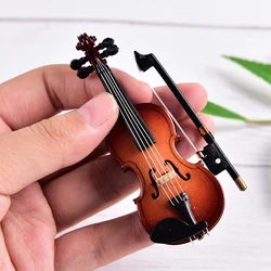 Mini Violin with Support Miniature Wooden Musical Instruments Collection Decorative Ornaments Musical toys