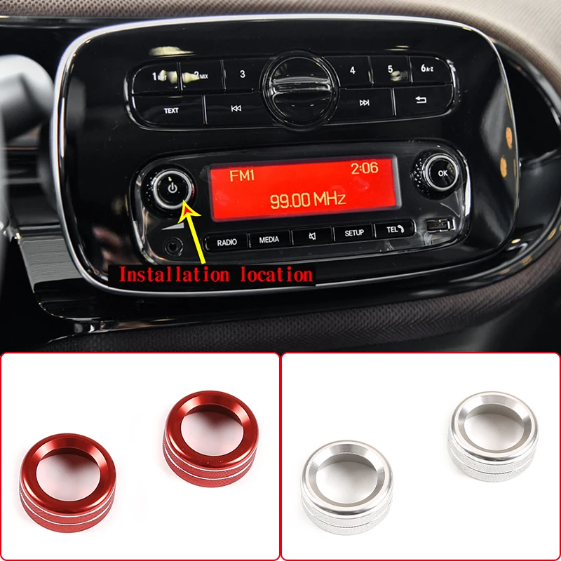 

2pcs Car Audio Volume Control Button Knob Circle Decoration Trim Ring Cover For Mercedes-Benz Smart 2016-2021(No Screen Version)