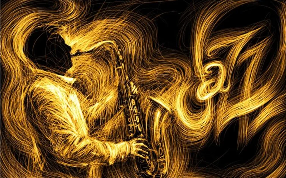 Milofi Customized large 3D wallpaper mural abstract golden jazz music background