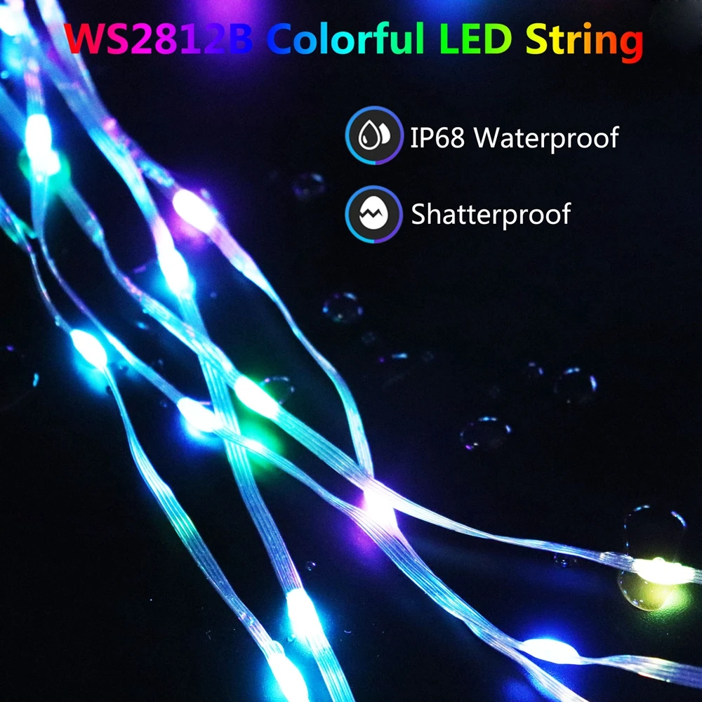 Christmas LED String Lights WS2812B RGB Addressable Individually Dream Color Christmas Decoration LED Module USB Power DC5V